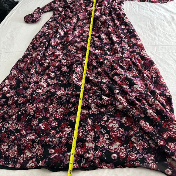 Isabel Maternity Maxi Tiered Dress Red Purple Floral Long Sleeve Size XL - Picture 11 of 13